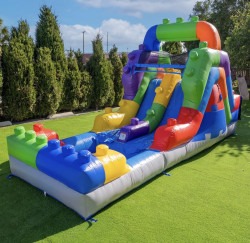 Block Party 12' Dual Lane Backload Water Slide with Attached