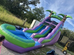 16' Purple Tropical Water Slide with Attached Pool