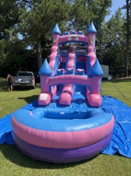 15' Rental Lite Pink Unicorn Inflatable Water Slide with Blo